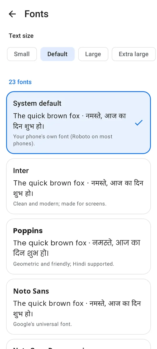 The font picker