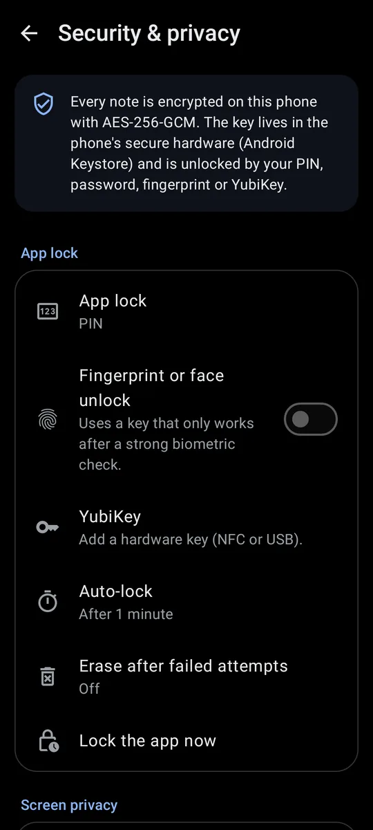 Security settings